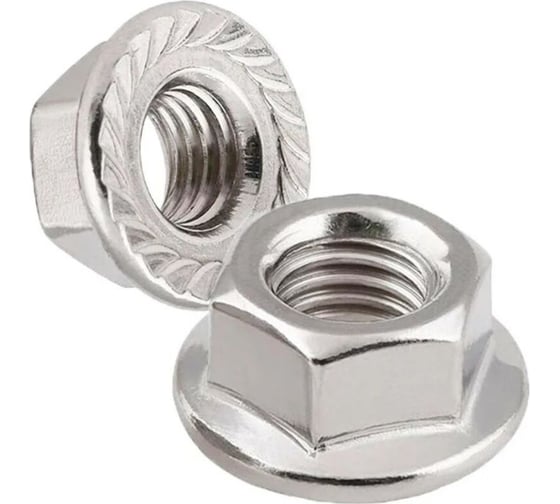 Изображение товара Шестигранная гайка с фланцем и насечками Insparion DIN 6923 нерж. А2 M8 10шт ЕВ-00000103