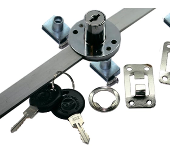 Изображение товара Врезной замок Mebax центральный, на 3 ящика, хром 00-00002655