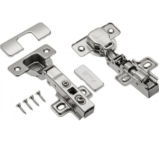 Изображение товара Петля полунакладная PRESTIGE, встроенный доводчик, без еврошурупа 100шт) GTV ZM-ECHC08BEO