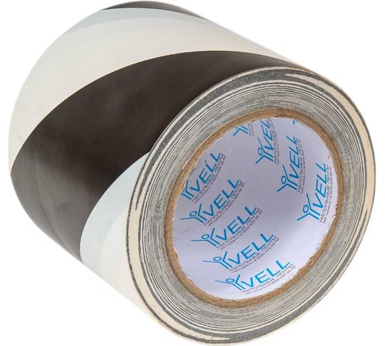 Изображение товара Лента для разметки самоклеящаяся Vell длина 33 м, ширина 100 мм, чёрно-белая, 0.15 мм, ПВХ (Standart) 1355303