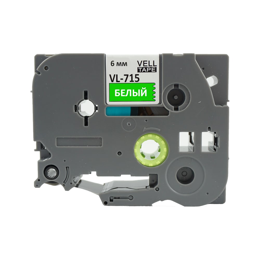Изображение товара Лента Vell VL-715 для Brother 6 мм белый на зеленом термотрансферная