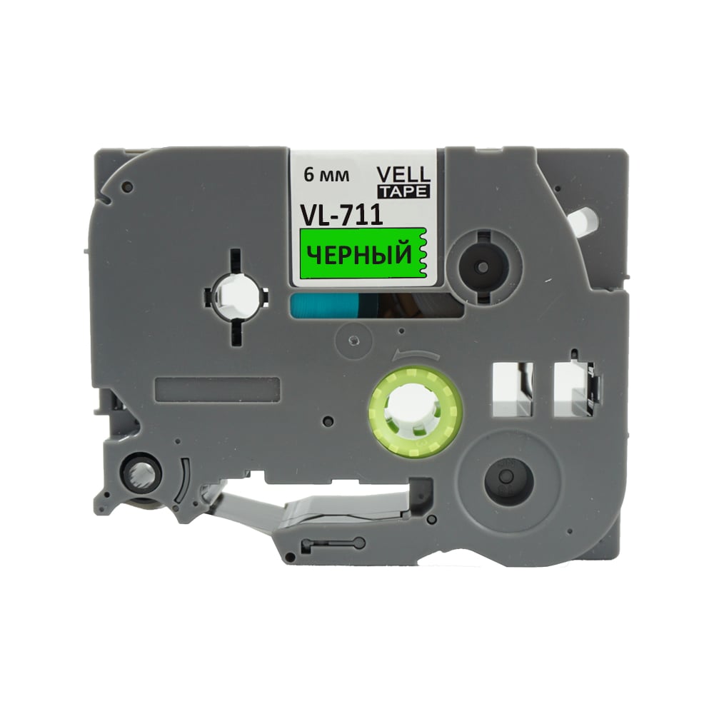 Изображение товара Лента Vell VL-711 черный на зеленом 6 мм для принтеров Brother