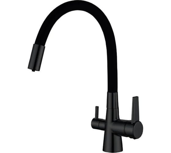 Изображение товара Смеситель для кухни Haiba с гибким изливом и подключением фильтра, черный HB76859-7