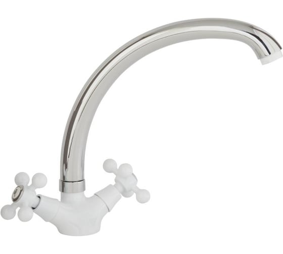 Изображение товара Смеситель для кухни ARCO DA VELLA маховик крест, металл, белый/хром А4515WT-CH 14071