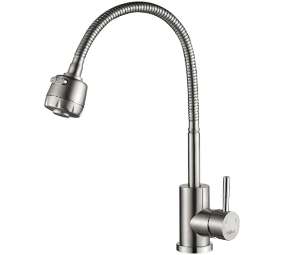 Изображение товара Смеситель для кухни Haiba с гибким изливом и 2-режимным аэратором, полированная сталь HB73304