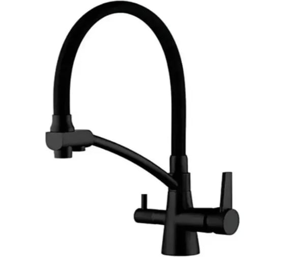 Изображение товара Смеситель для кухни Haiba с гибким изливом и подключением фильтра, черный HB76855-7