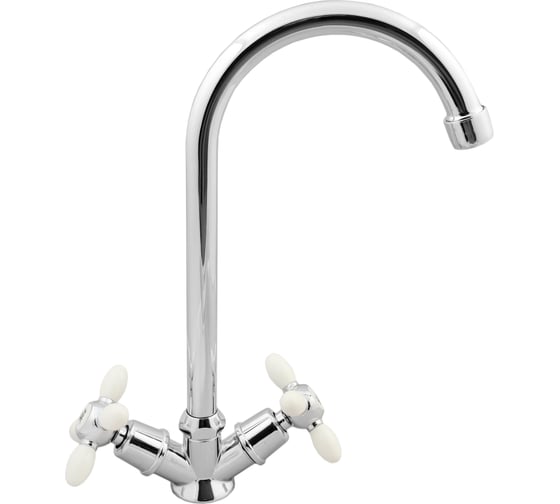 Изображение товара Смеситель для кухни ARCO DA VELLA маховик крест, белый, металл A4516 10444