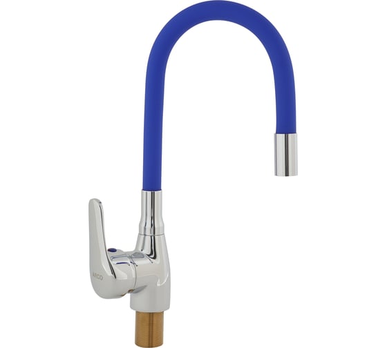 Изображение товара Смеситель для кухни ARCO DA VELLA 40 мм, ручка боковая, с гайкой, гибкий излив синий А47(1)34BE 14224