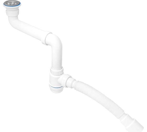 Изображение товара Сифон со смещением MasterProf для выпуска 48-52 мм, 1.1/2"х40 с нерж.решеткой, гофротрубой 40x40/50 ИС.110633