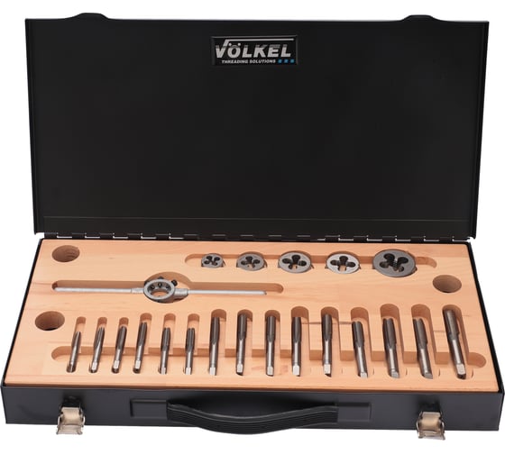 Изображение товара Набор метчиков и плашек VOELKEL UNC 1/4-1/2 HSS-G 27 предметов V48050