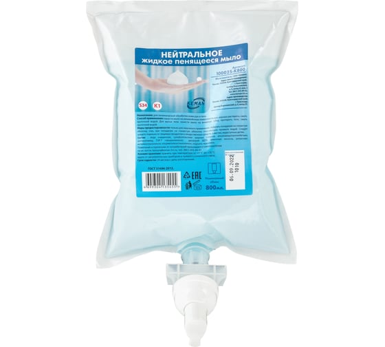 Изображение товара Жидкое пена-мыло Keman картриджное 0,8л нейтральное, арт. 100025-к800 23926