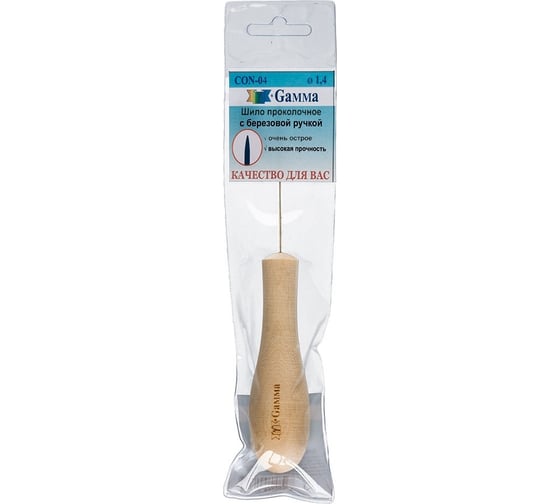 Изображение товара Канцелярское шило Gamma CON-04 проколочное, с березовой ручкой, 1 шт,  в чехле d 1,4 12822 554975