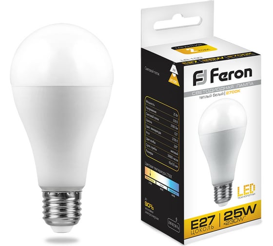 Изображение товара Светодиодная лампа FERON 25W 230V E27 2700K, LB-100 25790