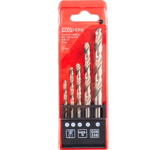 Изображение товара Набор сверл по металлу 5 шт HSS-G, 4-10 мм (501032) REDVERG 6680978