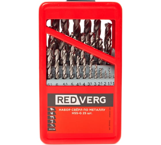 Изображение товара Набор сверл по металлу 25 шт HSS-G, 1-13 мм (501052) REDVERG 6680977