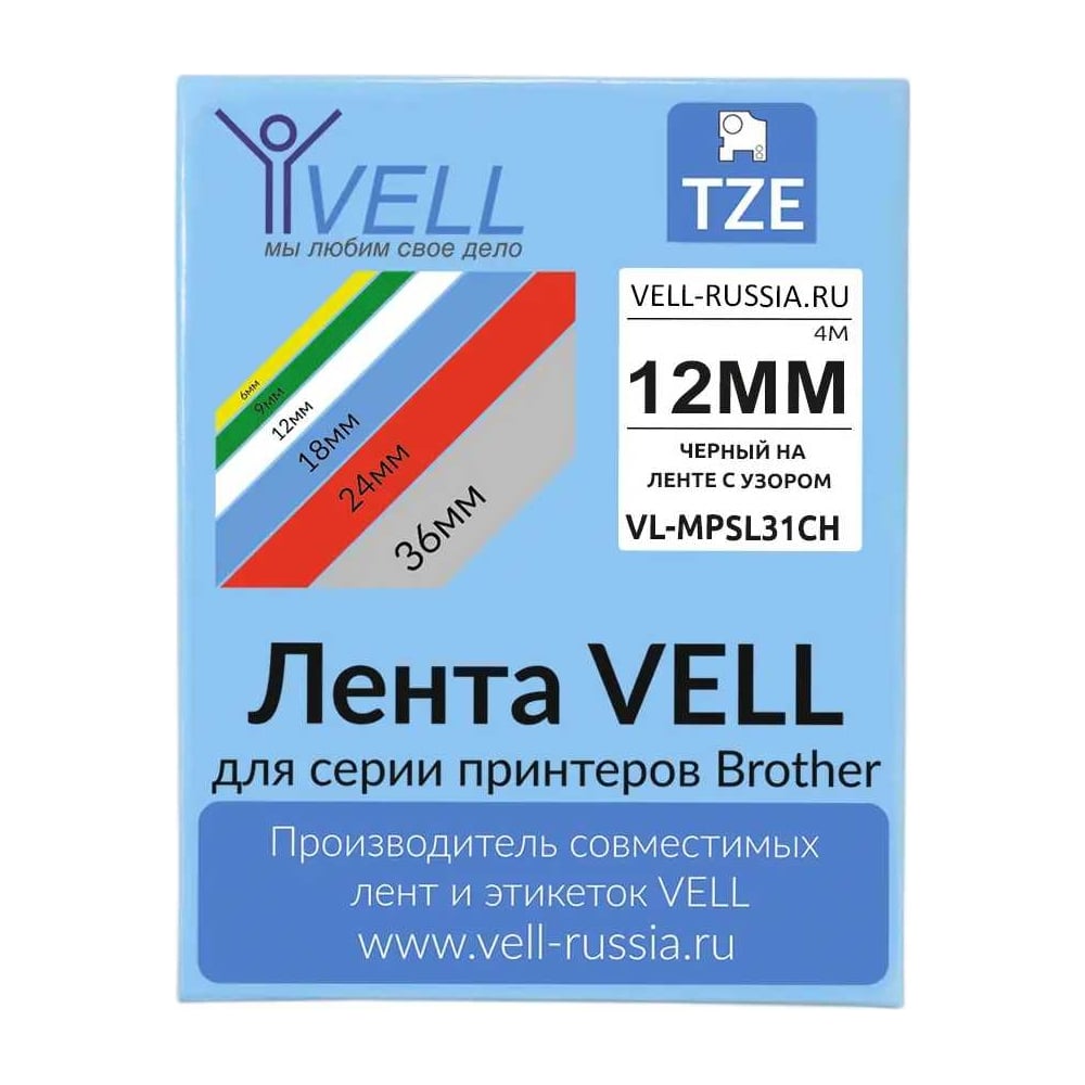 Изображение товара Лента Vell VL-MPSL31CH для термотрансферной печати с узором 12 мм