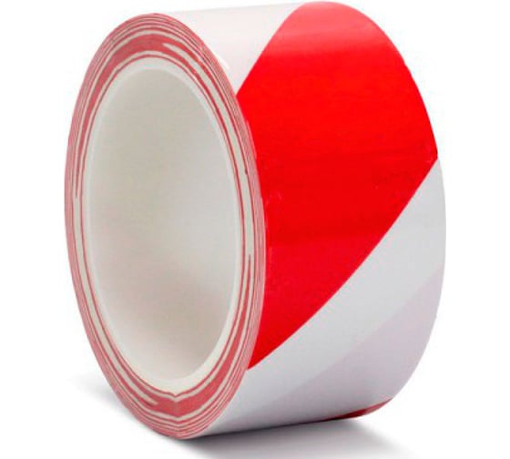 Изображение товара Лента для разметки самоклеящаяся Vell длина 33 м, ширина 50 мм, красно-белая, 0.15 мм, ПВХ (Standart) 301588