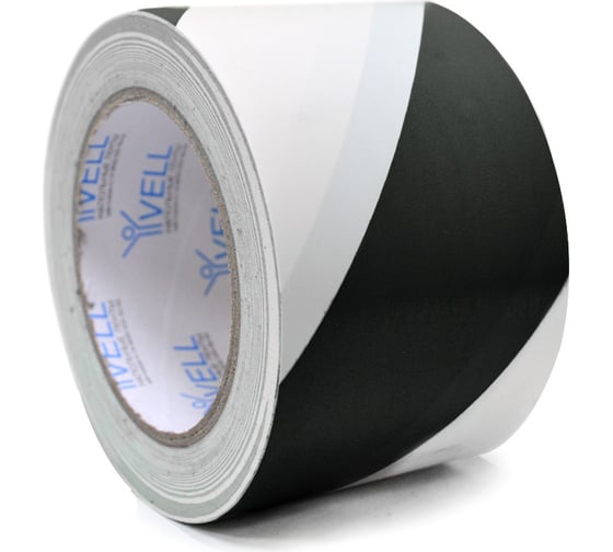 Изображение товара Лента для разметки самоклеящаяся Vell длина 33 м, ширина 50 мм, чёрно-белая, 0.15 мм, ПВХ (Standart) 1355301