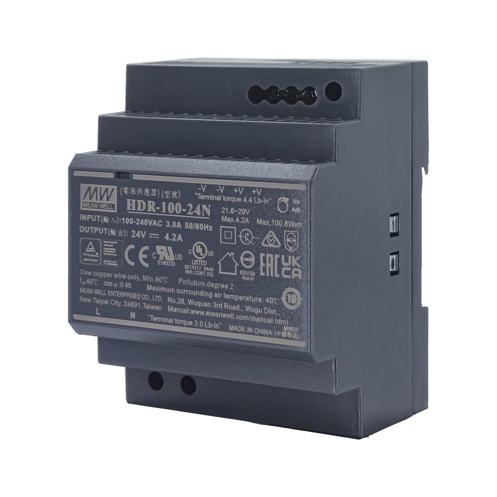 Изображение товара Источник питания Mean Well AC/DC HDR-100-24N 100.8Вт