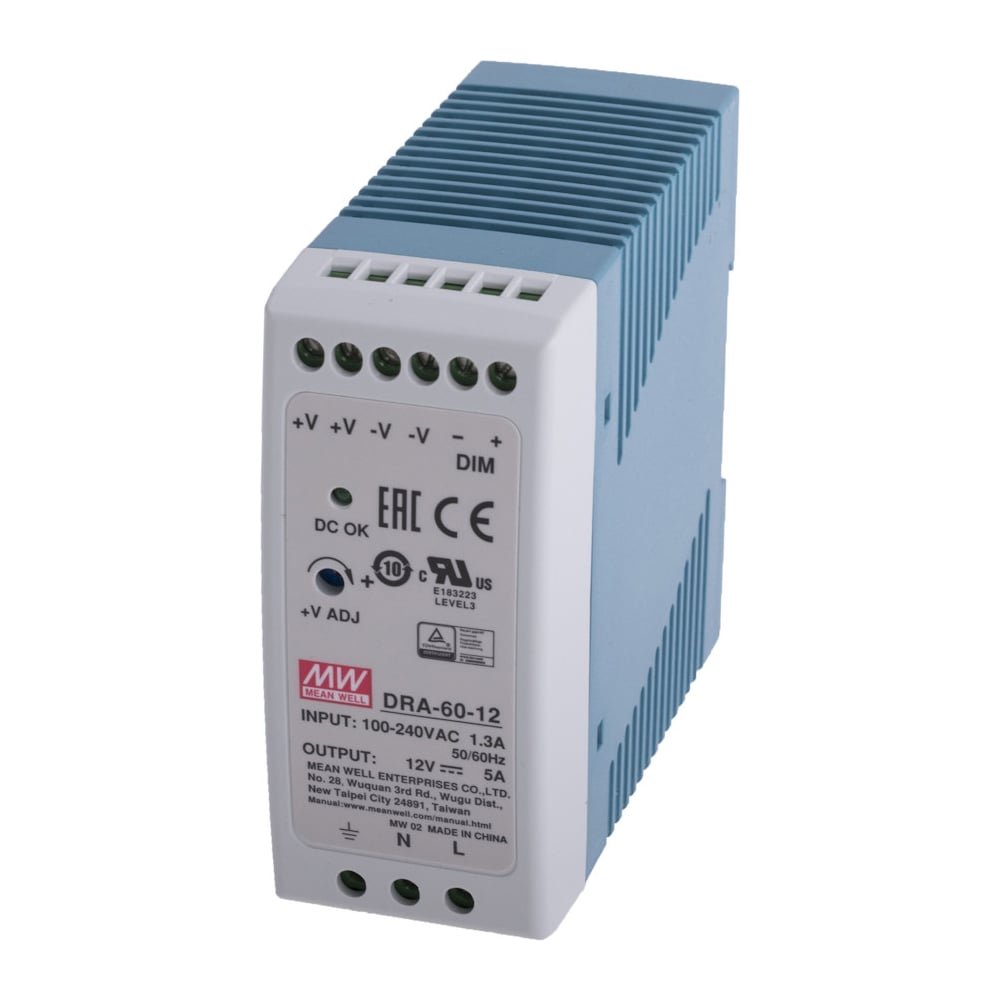 Изображение товара Источник питания Mean Well AC/DC DRA-60-12 60Вт
