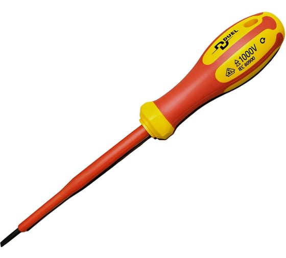 Изображение товара Диэлектрическая отвёртка DUEL 1000V прямой шлиц Sl3.5 DE01-035-100