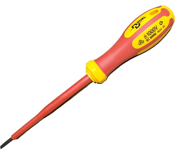 Изображение товара Диэлектрическая отвёртка DUEL 1000V прямой шлиц Sl3 DE01-030-100