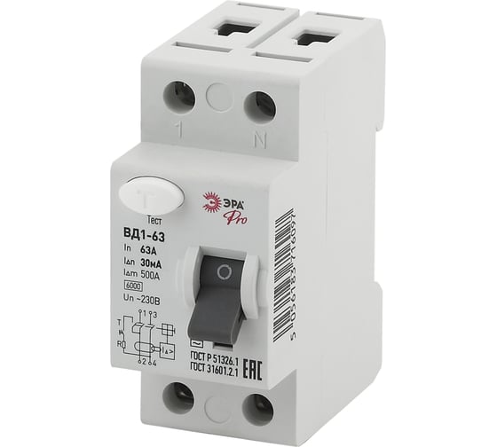 Изображение товара УЗО ЭРА NO-902-33 ВД1-63 1P+N 63А 30мА Б0031879