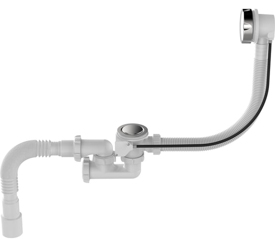 Изображение товара Сифон для ванны Aquant 1 1/2"х40 с выпуском и переливом, 40x40/50 полуавтомат V312-18-MR