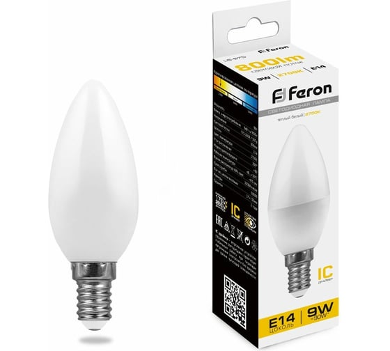 Изображение товара Светодиодная лампа FERON 9W 230V E14 2700K, LB-570 25798