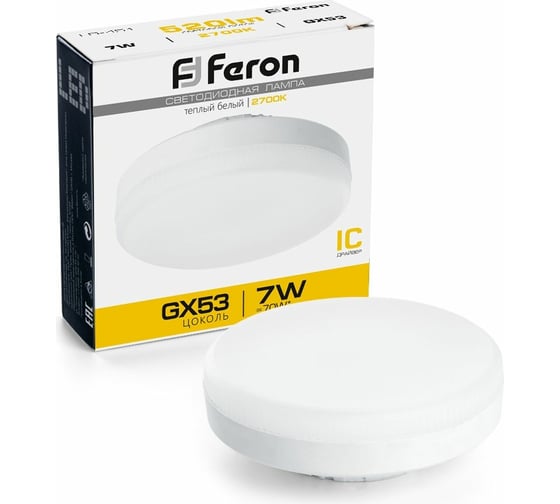 Изображение товара Светодиодная лампа FERON 7W 230V GX53 2700K, LB-451 25831