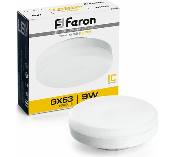 Изображение товара Светодиодная лампа FERON 9W 230V GX53 2700K, LB-452 25832