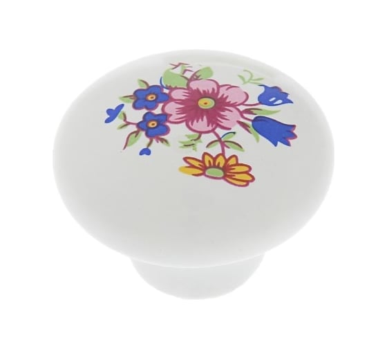 Изображение товара Ручка кнопка ТУНДРА FLOWER Ceramics 017, d=32, керамическая, белая 3609969