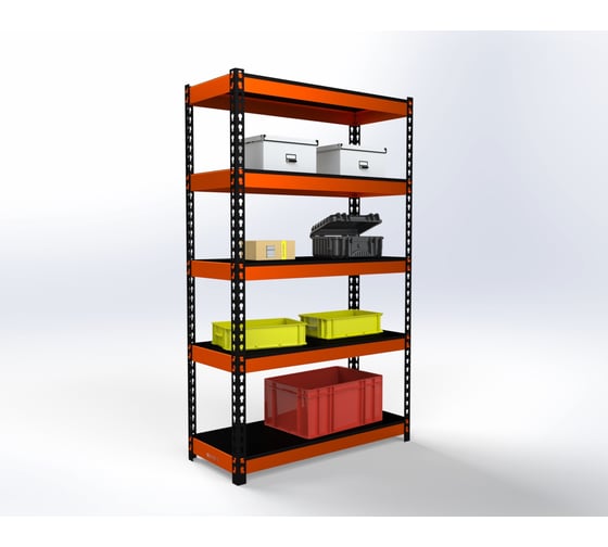 Изображение товара Стеллаж ООО Металекс Metalex HARD 1800x1800x400 мм, 5 полок, оранжево-чёрный 106050