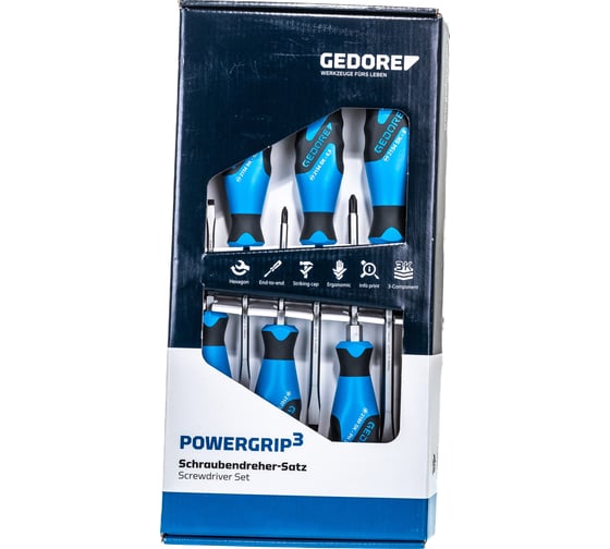 Изображение товара Набор отверток с ударным наконечником с трехкомпонентной рукояткой 6 предметов GEDORE 1878743