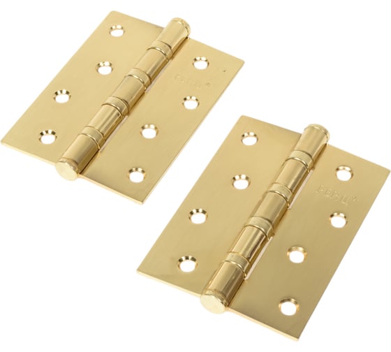 Изображение товара Стальная петля Ренц 100х75х2.5, 4 подшипника, плоский колпачок, латунь матовая, 2 шт. IN100-4BB FH SB (2шт)