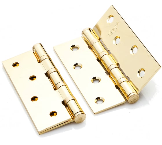 Изображение товара Стальная петля Ренц 100х75х2.5, 4 подшипника, плоский колпачок, латунь блестящая, 2 шт. IN100-4BB FH PB (2шт)