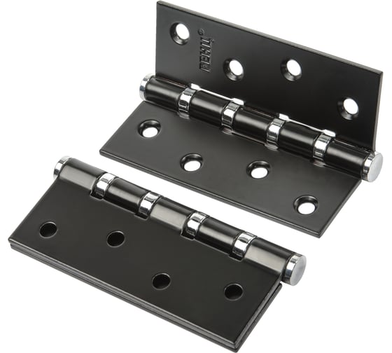 Изображение товара Стальная петля Ренц 100х75х2.5, 4 подшипника, плоский колпачок, черный/ хром блестящий, 2 шт. IN100-4BB FH B/CP (2шт)