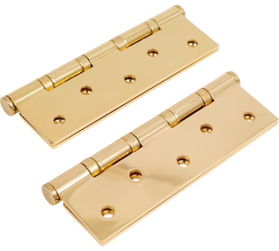 Изображение товара Стальная петля Ренц 125х75х2.5, 4 подшипника, плоский колпачок, латунь блестящая, 2 шт. IN125-4BB FH PB (2шт)