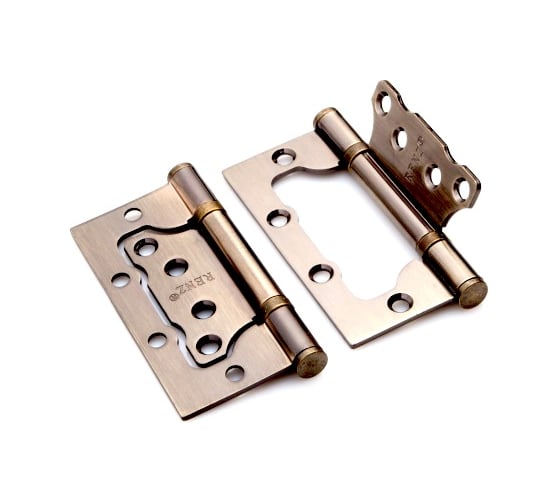 Изображение товара Стальная петля Ренц без врезки, 2 подшипника, плоский колпачок, бронза, 2 шт. IN100-2BB FH AB безВР (2шт)