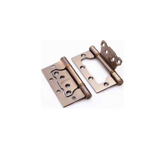 Изображение товара Стальная петля Ренц без врезки, 2 подшипника, плоский колпачок, медь, 2 шт. IN100-2BB FH AC безВР (2шт)