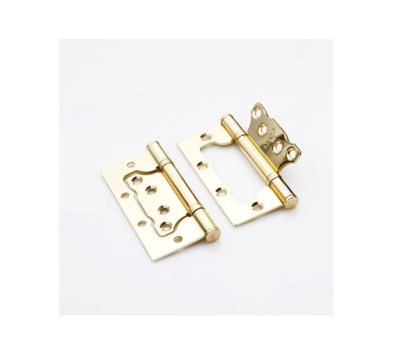 Изображение товара Стальная петля Ренц без врезки, 2 подшипника, плоский колпачок, латунь блестящая, 2 шт. IN100-2BB FH PB безВР (2шт)