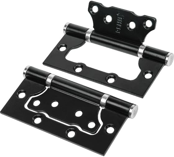 Изображение товара Стальная петля Ренц без врезки, 2 подшипника, плоский колпачок, черный/ хром блестящий, 2 шт. IN100-2BBFH B/CPбезВР (2шт)