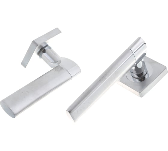 Изображение товара Дверная ручка на квадратной розетке Ренц Марчелло, хром матовый/хром бл. INDH 57-02 SC/CP