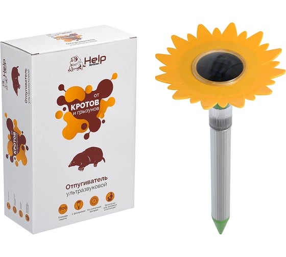 Изображение товара Ультразвуковой отпугиватель кротов с фонариком HELP 17x38 см 80411