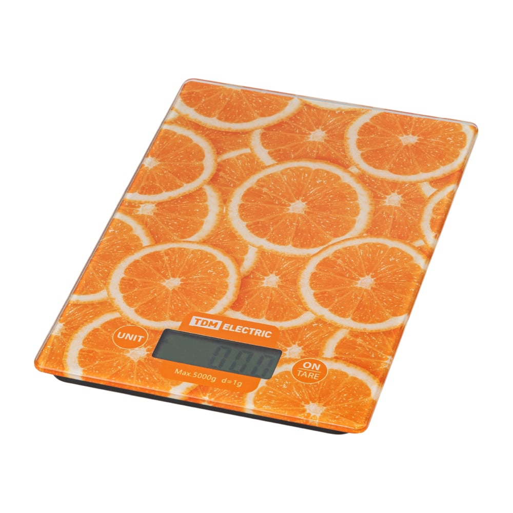 Изображение товара Электронные кухонные весы TDM ELECTRIC  "Апельсины", стекло, деление 1 г, максимальная нагрузка 5 кг SQ4025-0003