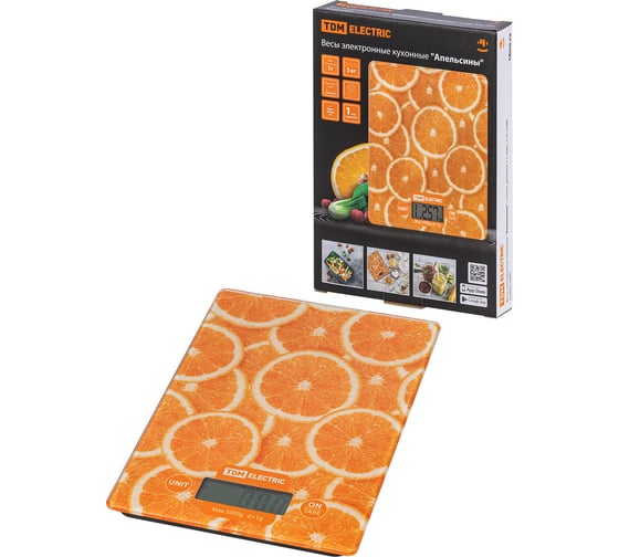 Изображение товара Электронные кухонные весы TDM ELECTRIC  "Апельсины", стекло, деление 1 г, максимальная нагрузка 5 кг SQ4025-0003