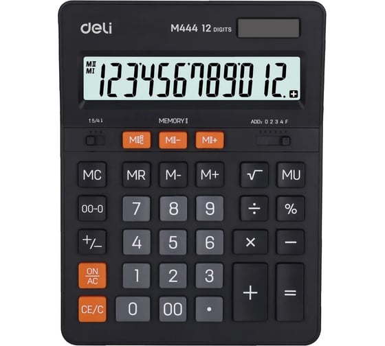 Изображение товара Калькулятор DELI настольный темно-серый 12-разр. EM444