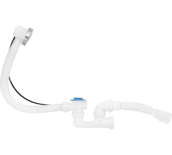 Изображение товара Сифон для ванны MasterProf для выпуска 50 мм, полуавтомат, с нержавеющей решеткой, переливом, гофротрубой 40x40/50 ИС.110641