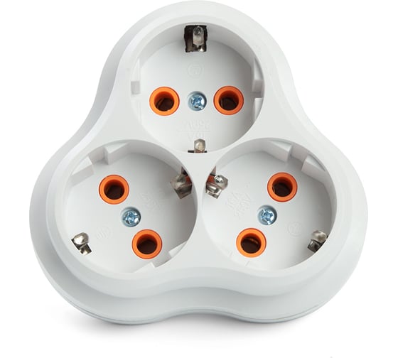 Изображение товара Сетевой 3-местный разветвитель STEKKER с заземлением adp16-23-21, 250v, 16a, abs пластик, белый, 49165