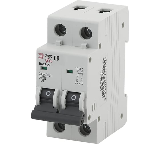 Изображение товара Автоматический выключатель ЭРА NO-900-25 ВА47-29 2P 8А кривая C Б0031757